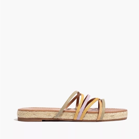 Madewell New Kathryn Espadrille Slide Strappy Sandal Snake Embossed Leather 8 - Picture 7 of 9